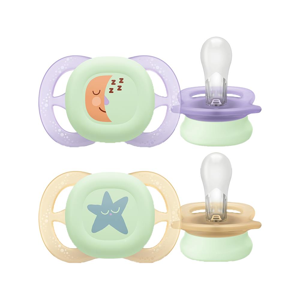 CHUPETE SILICONA PHILIPS AVENT ULTRA START NOCTURNO 02 MESES 2 UNIDADES NIÑA