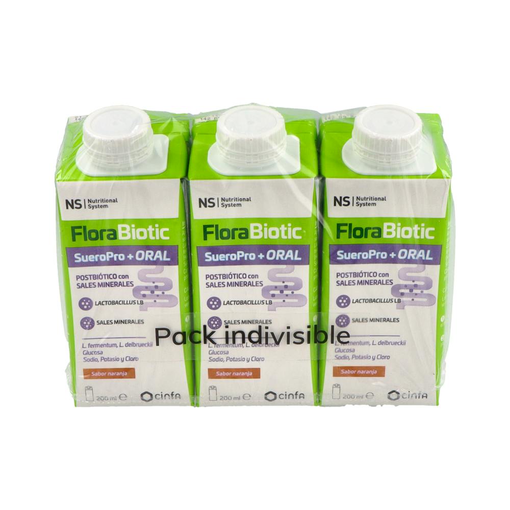 NS FLORABIOTIC SUEROPRO+ ORAL 3 ENVASES 200 ML SABOR NARANJA