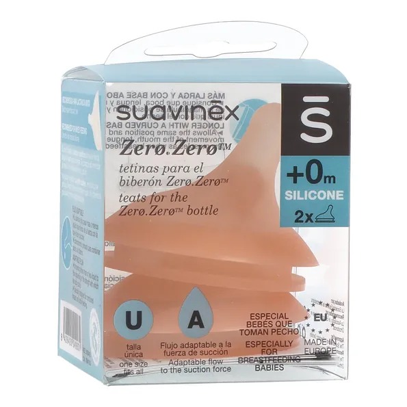 TETINA SILICONA FLUJO ADAPTABLE A SUAVINEX ZERO ZERO ULTRA SUAVE + 0 MESES 2 UNIDADES COLOR FAIR