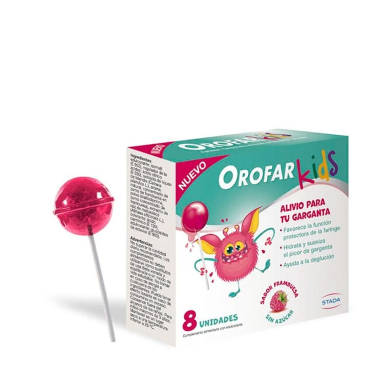 OROFAR KIDS 8 PIRULETAS SABOR FRAMBUESA