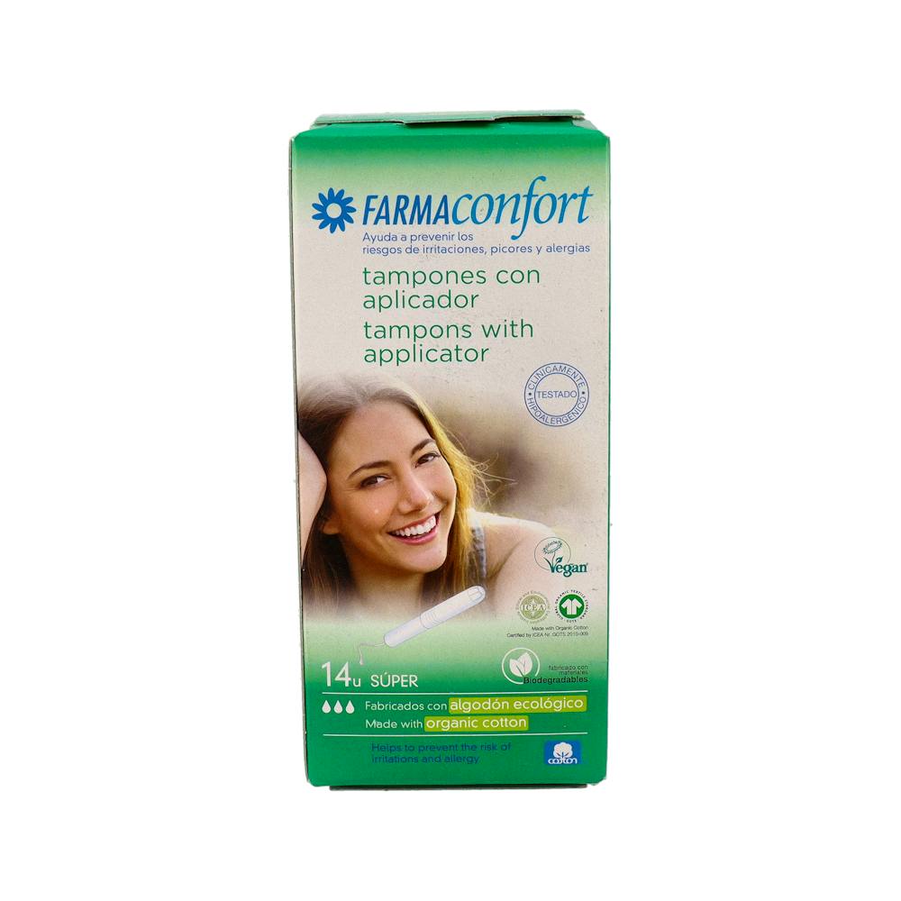 TAMPONES 100% ALGODON FARMACONFORT CON APLICADOR 14 UNIDADES SUPER