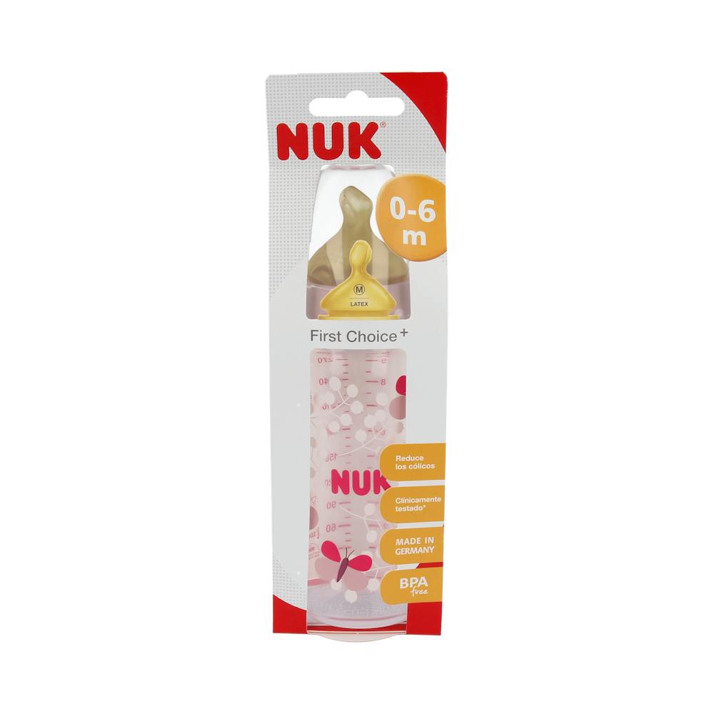 BIBERON PP LATEX NUK FIRST CHOICE T1 M 1 UNIDAD 300 CC LECHE