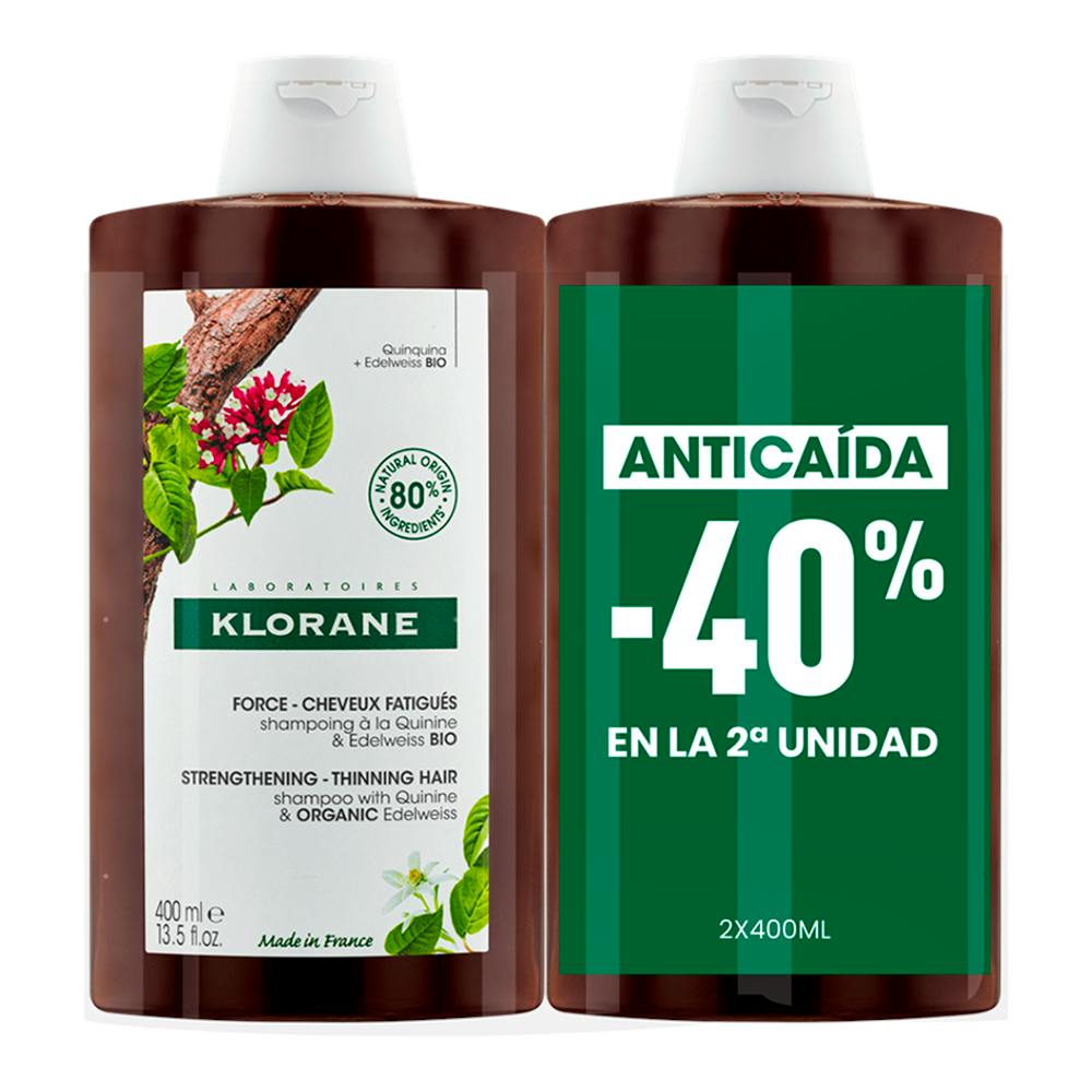 PACK DUO KLORANE CHAMPU QUININA 400ML