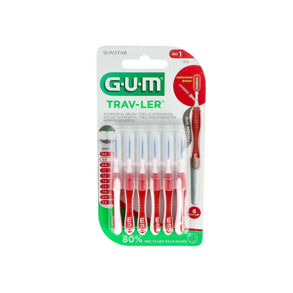 CEPILLO INTERDENTAL GUM 1314 TRAVLER 08 MM 6 UNIDADES