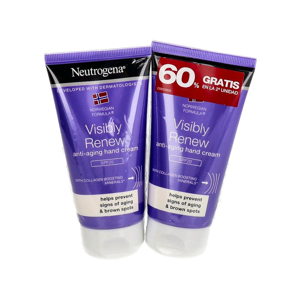 NEUTROGENA MANOS DUPLO VISIBLY RENEW ELASTICIDAD MODERADA 75+75ML SPF20