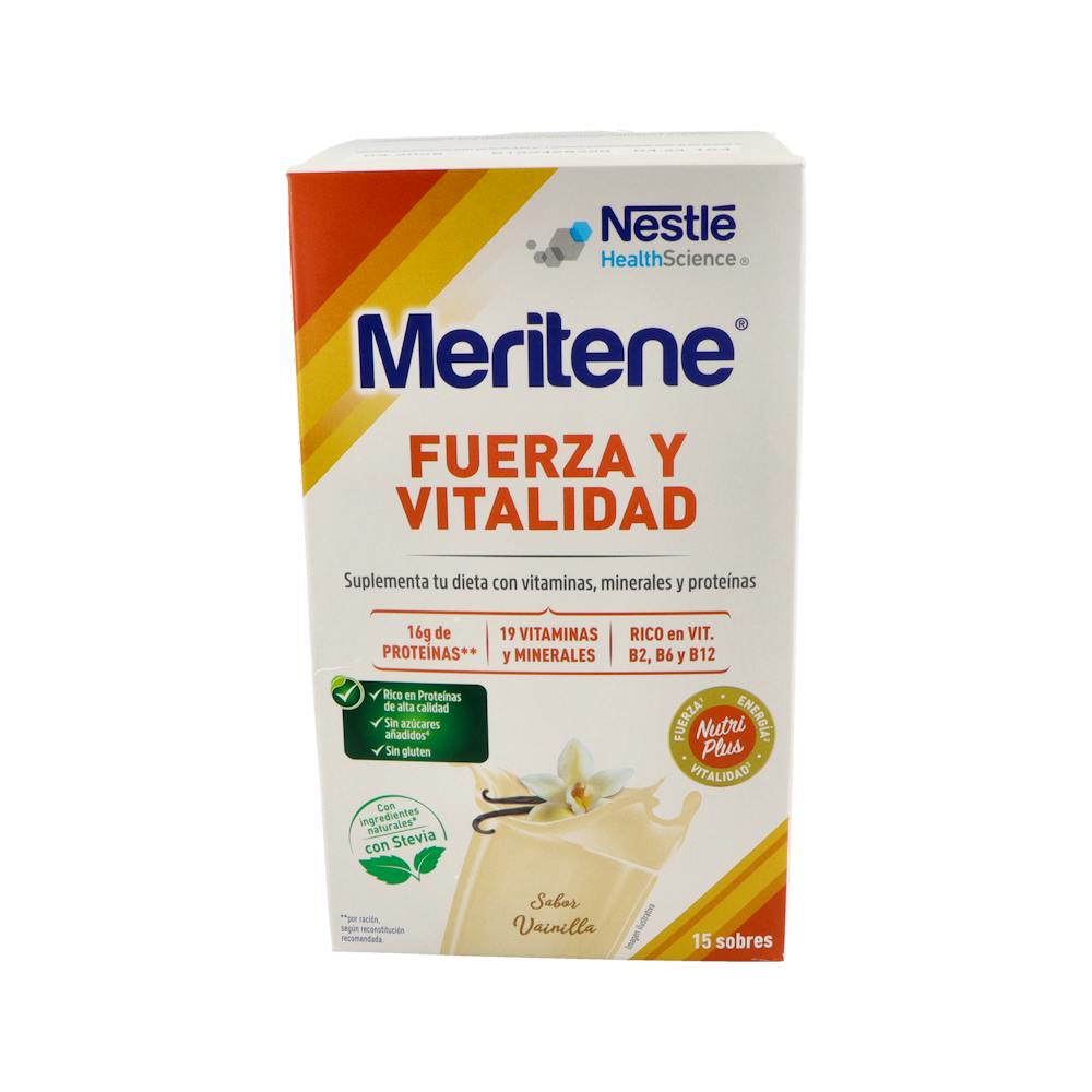 MERITENE FUERZA Y VITALIDAD BATIDO 15 SOBRES 30 G SABOR VAINILLA