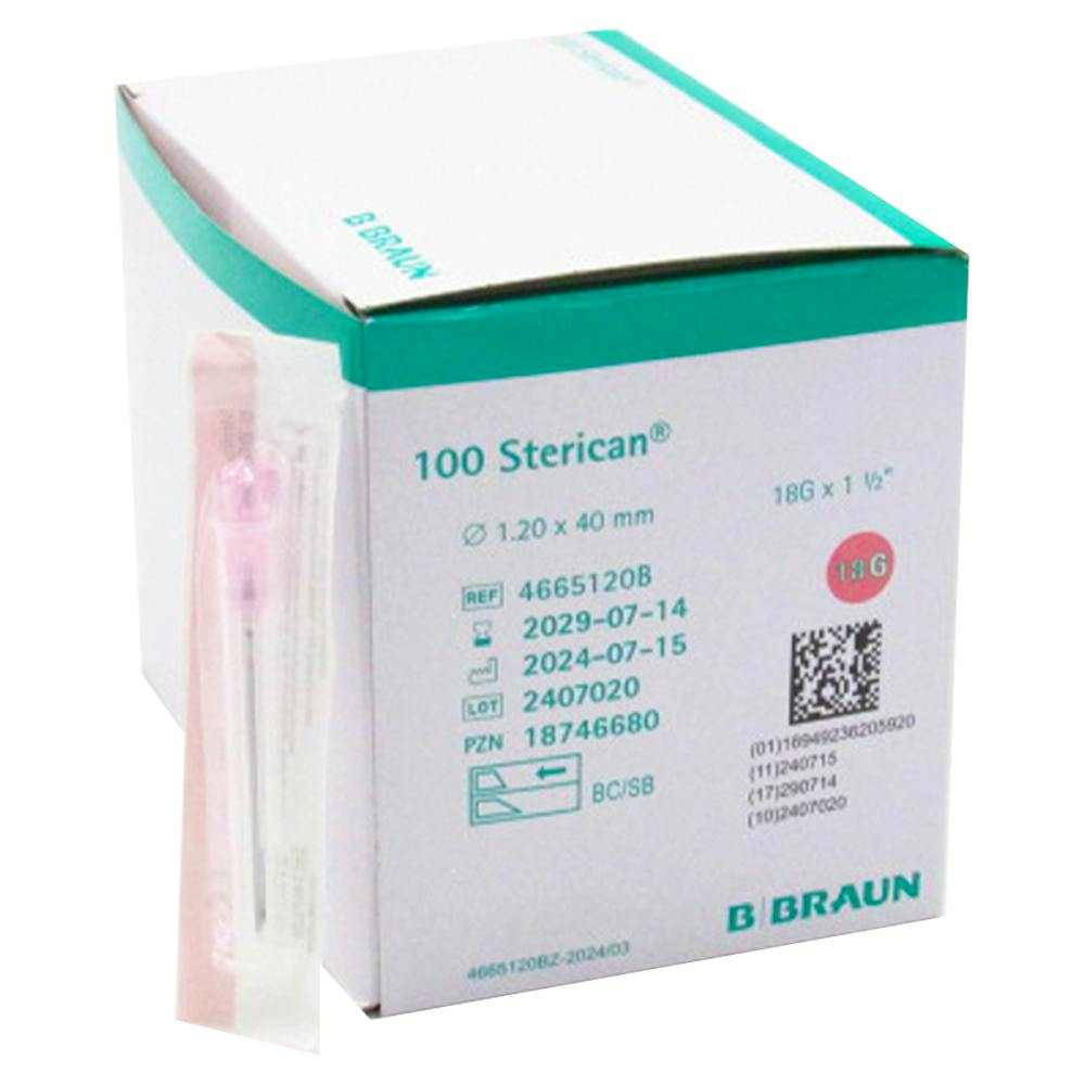 AGUJA STERICAN 18G 120X40MM CAJA100