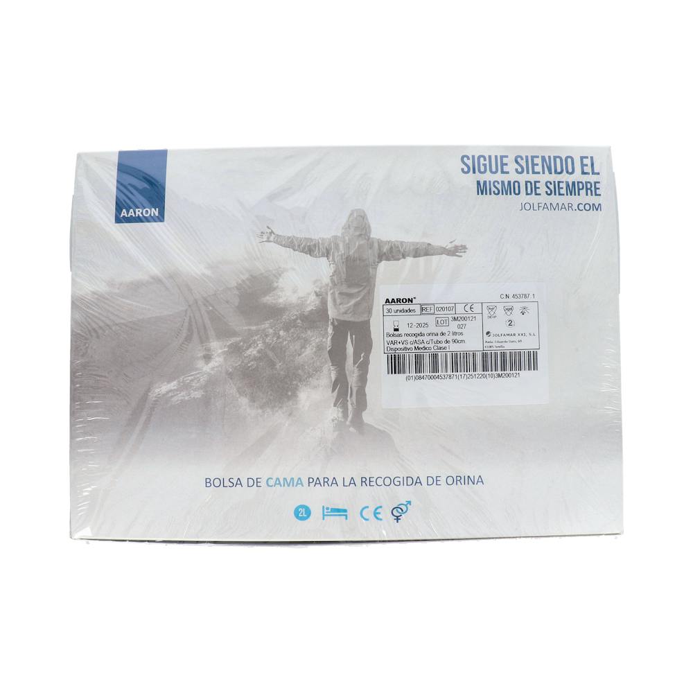 BOLSAS RECOGIDA ORINA CAMA AARON VALVULA ANTIRE 2 L C/ ASA 30 BOLSAS