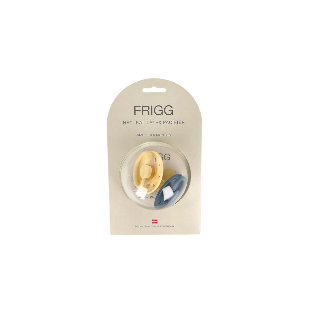 FRIGG 48021 PACK 2 CHUPETES BLOCK LÁTEX MOON PHASE 06M (PALE DAFFODIL/SLATE)