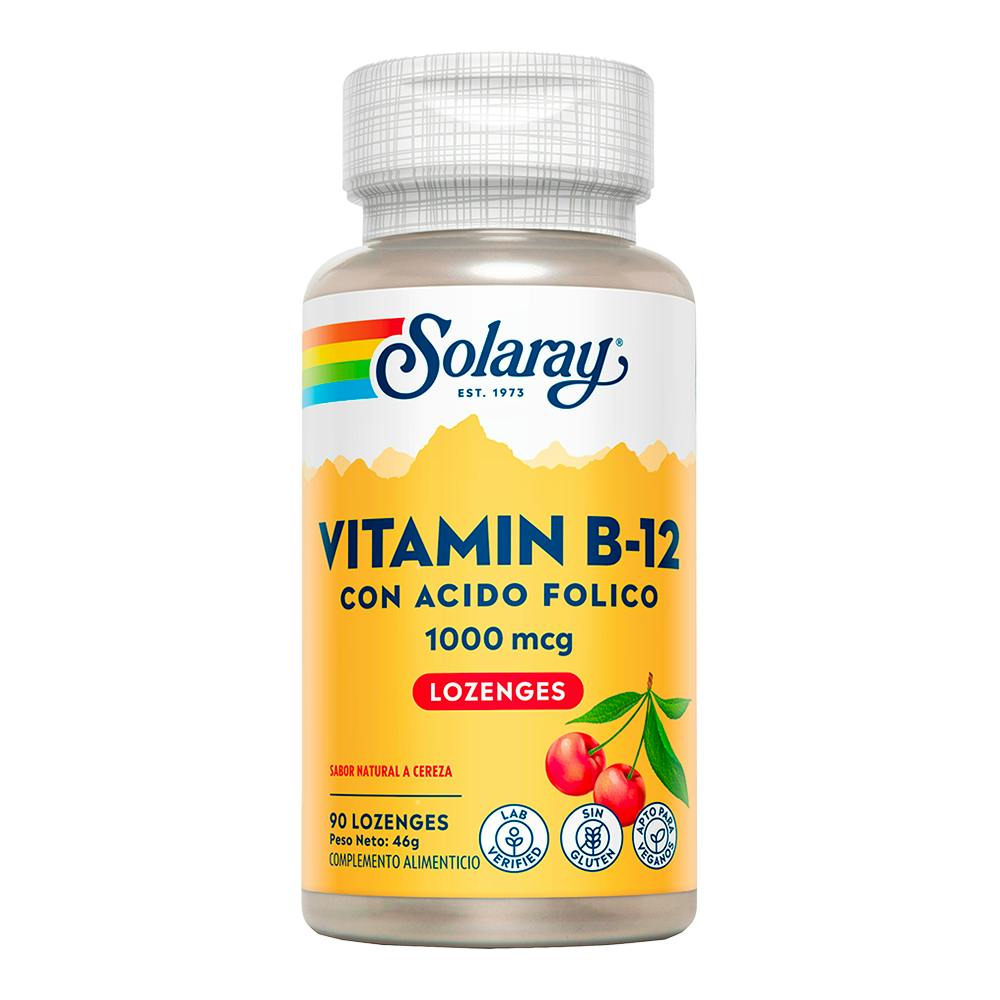 SOLARAY VITAMINA B12 CON ACIDO FOLICO 1000MCG 90 COMPRIMIDOS
